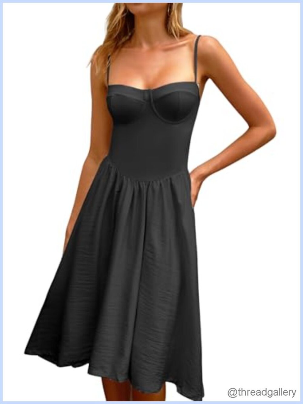 Sweetheart Neck Spaghetti Strap Corset Midi Sundress A-Line Summer Dress